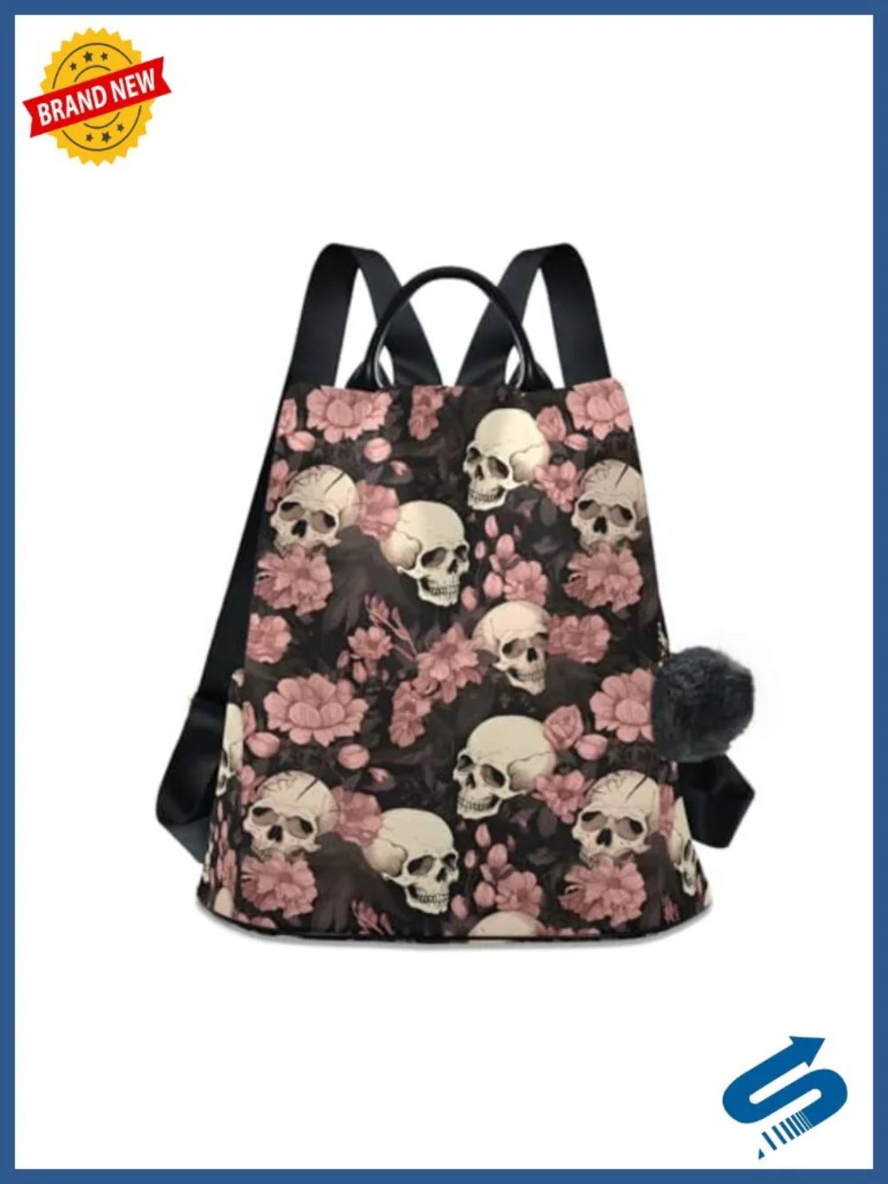 Anti Theft Backpack Purse with Cute Plush Ball Fashion Travel Daypack
